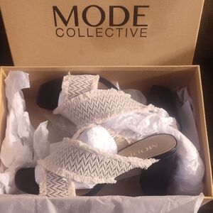 Black and Cream Women's Sandals